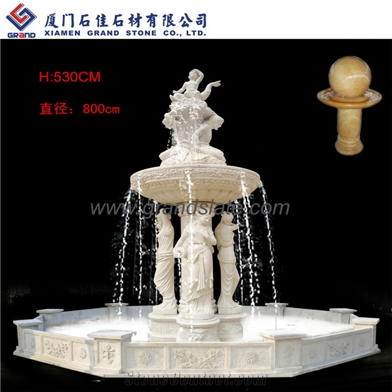 Marble Stone Fountains, White Marble Fountains and Sculptured Floating Ball Fountains