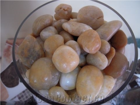 Polished Pebble Stone 2-4cm, Yellow Marble Polished Pebble