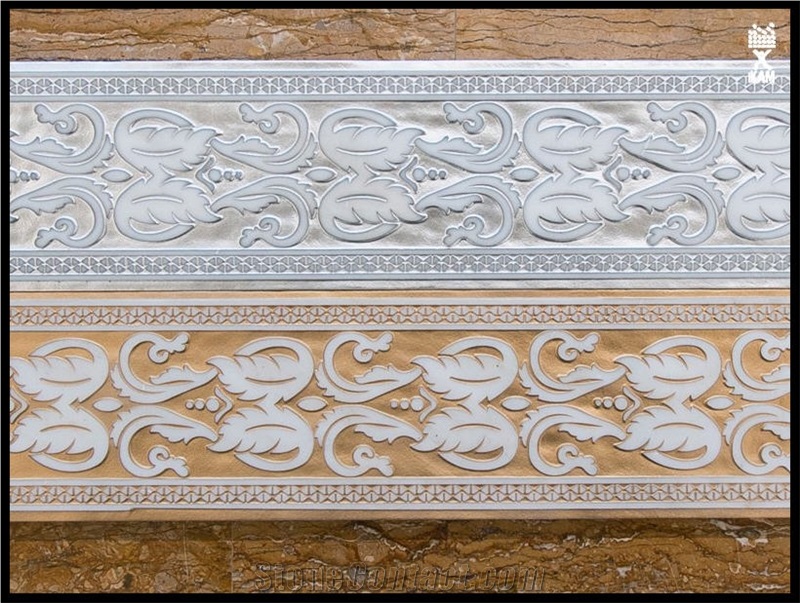 Fine-relief Engraving on Stone Borders, Regal Beige Marble Borders