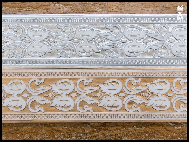 Fine-Relief Engraving on Stone Borders, Regal Beige Marble Borders from ...