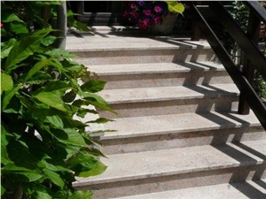 Granite Deck Stairs with Ivory Brown Granite, Ivory Brown Pink Granite Deck Stairs