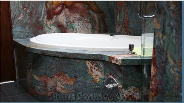 Blue Louise Quartzite Tub Surround, Wall Tiles, Louise Blue Quartzite Bath Tub