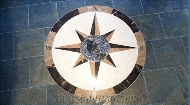 Stone Center Waterjet Fabrications, Green Marble Medallion