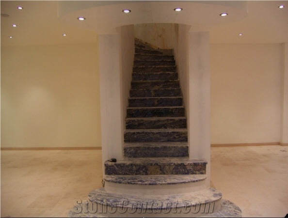 Sodalite Blue Staircase, Sodalite Royal Blue Granite Staircase