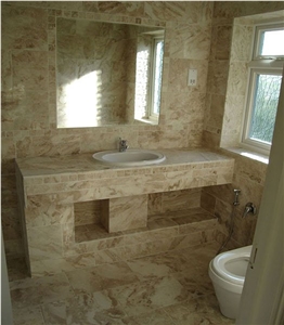 Calix Brown Limestone Bathroom Design