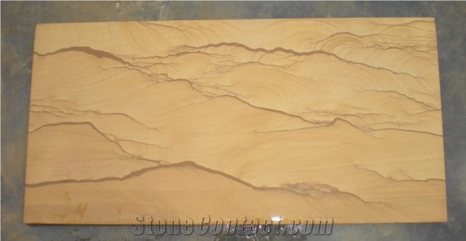 Chinese Yellow Landscape Pattern Sandstone Tiles