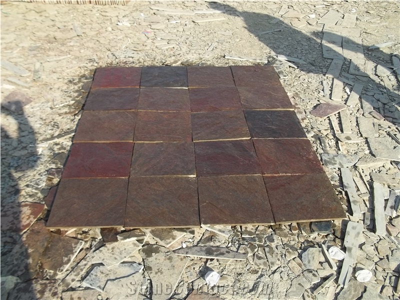 Copper Red Slate Tile, India Brown Slate