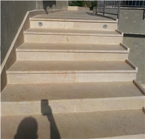 Jerusalem Red Limestone Stairs & Steps, Beige Israel Limestone Stairs Risers
