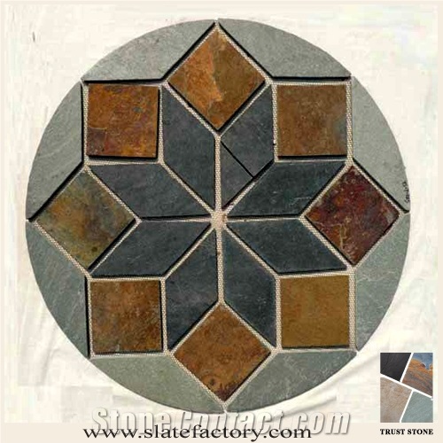 Slate Mosaic Interior Floor Pattern, Slate Medallions