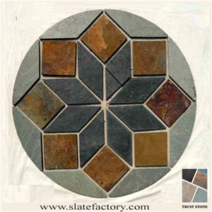 Slate Mosaic Interior Floor Pattern, Slate Medallions