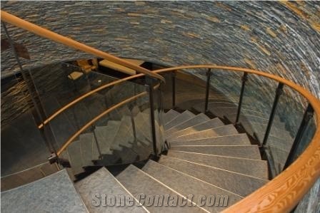 Otta Quartzite Round Stairs, Wall Cladding, Otta Grey Quartzite Stairs
