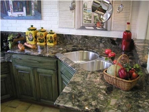 Verde Marinace Granite Kitchen Countertop, Verde Marinace Green Granite Kitchen Countertops