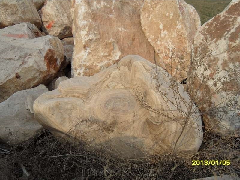 Natural Garden Stone, Beige Onyx Garden Stone