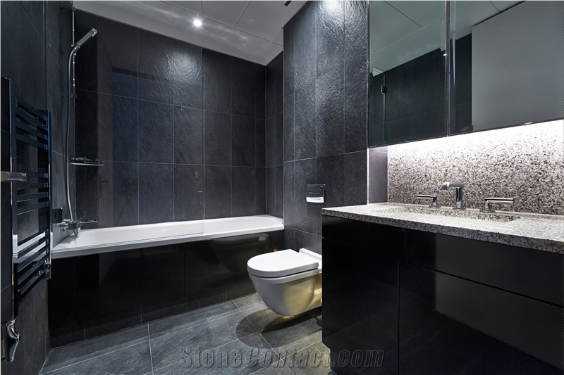 Ardesia Levigata Slate Bathroom Design, Ardesia Levigata Black Slate Bathroom Design