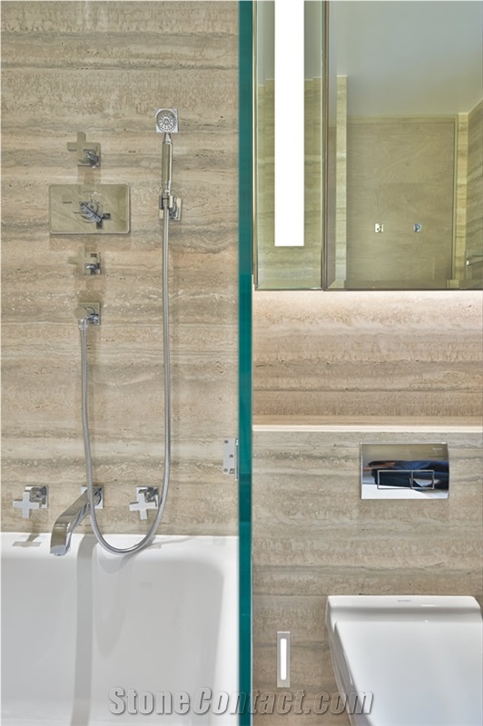 Travertino Silver Bathroom Design, Wall and Floor, Travertino Silver Grey Travertine Bathroom Design