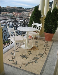 Carpet Mosaic Floor Hermitage Balcony, Rosa Beige Marble Medallion