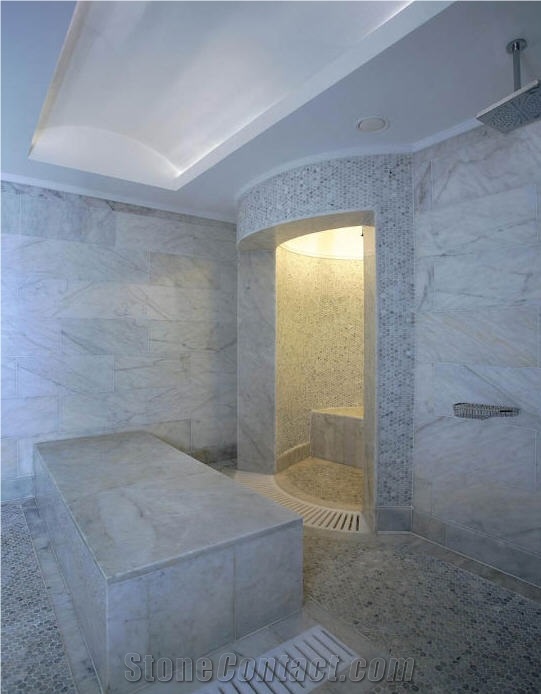 White Marble Turkish Hammam Design, Rosa Bellissimo White Marble Bath Design
