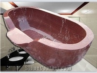 Solid Stone Bathtub(Red Marble)