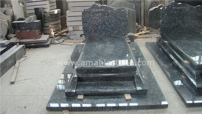 Blue Pearl Granite French Tombstone