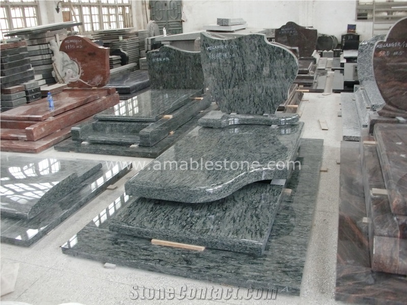 Olive Green Granite French Tombstone
