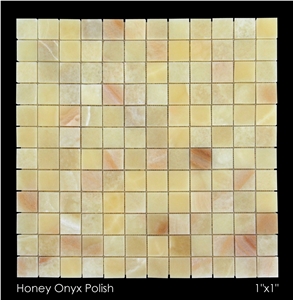 Honey Onyx Polished Mosaic, Honey Yellow Onyx Polished Mosaic