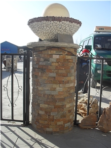 Yellow Quartz Stone Gate Post