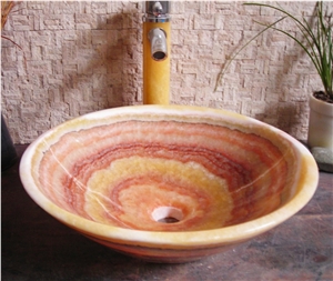 Natural Stone Sinks,Wash Basins,Pink Porriny Onyx Wash Basins