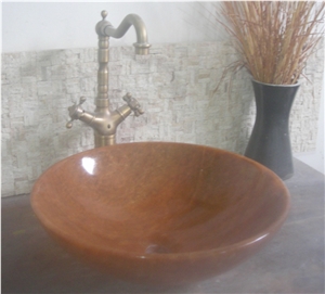 Natural Stone Sinks,Wash Basins, Wood Grain Red Marble Wash Basins