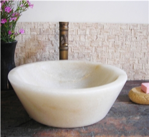 Natural Stone Sinks,Wash Basins, Snow Flower White Marble Wash Basins