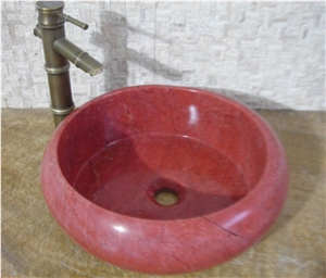 Natural Stone Sinks,Wash Basins, Ancient Red Beige Marble Wash Basins