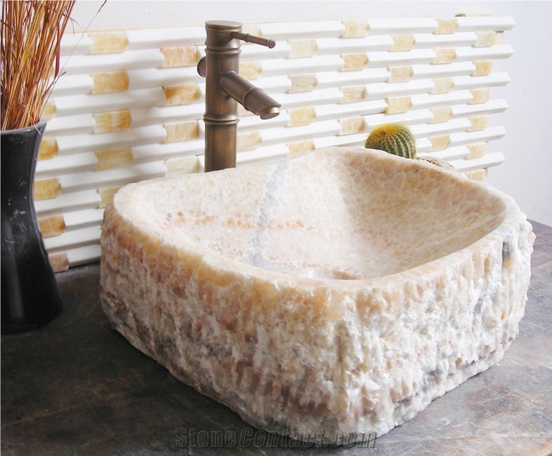 Natural Stone Sinks,Wash Basins,Jade Of Ice-flake Onyx Wash Basins