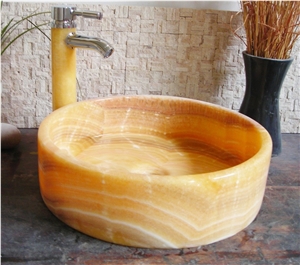 Natural Stone Sinks,Wash Basins, Honey Yellow Onyx Wash Basins