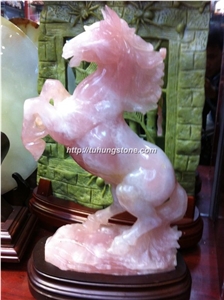 Pink Onyx Animal Carved Artifacts