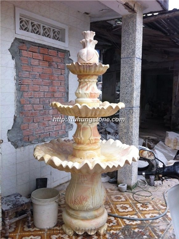 Yellow Marble Water Fountains, Silk Yellow Marble Fountains