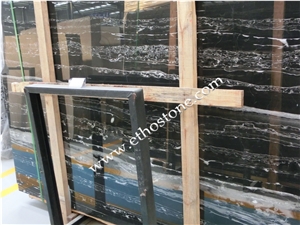 Black and White Marble(silver Dragon Marble), Silver Dragon Black Marble Slabs