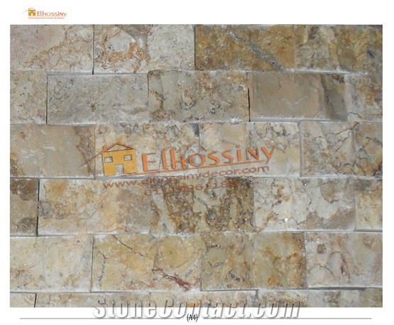 Breccia Khatmia Limestone Split Wall Tiles, Egypt Beige Limestone