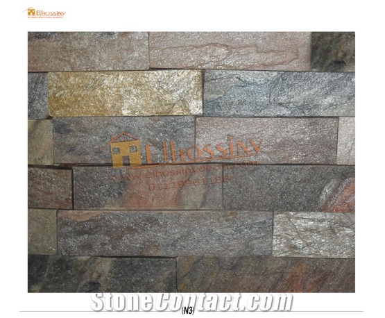 Mica Slate Wall Cladding Panels, Copper Brown Slate Wall Cladding