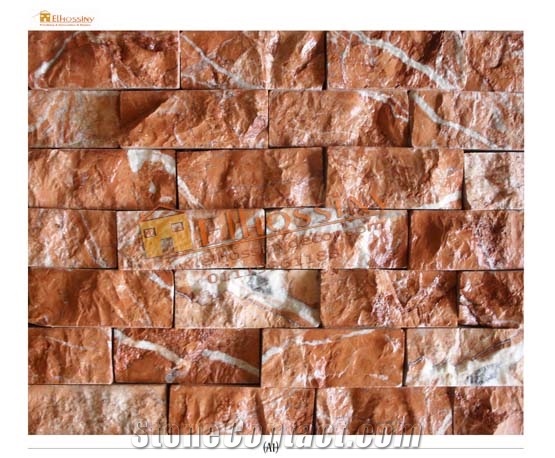 Rosso Alicante Marble Split Mosaic Tiles, Rosso Alicante Red Marble Split Mosaic