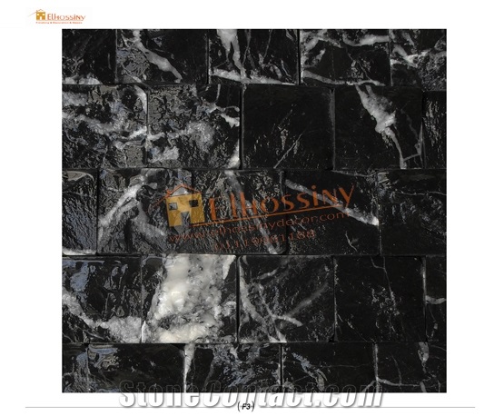 Spanish Black Marble Mosaic Tiles, Nero Marquina Black Marble Mosaic