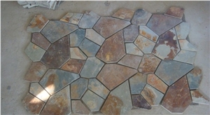 Compare Natural Yellow Mats Flooring Flagstone, Hebei Rust Slate Flagstone