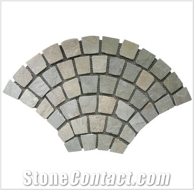 Fan Shaped Slate Paving Stone, Grey Slate Paving Stone