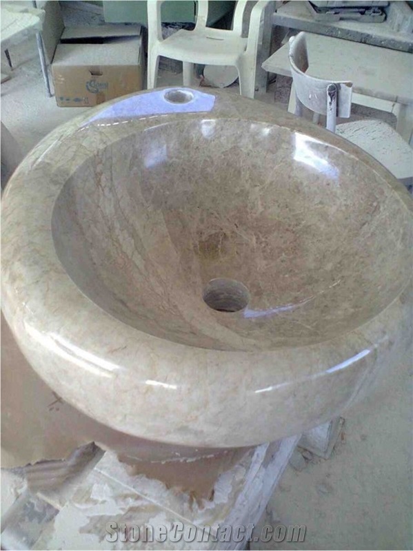 Rhodos Beige Marble Wash Basin
