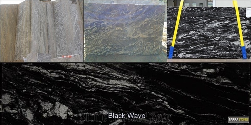 Black Wave Granite Block, Brazil Black Granite