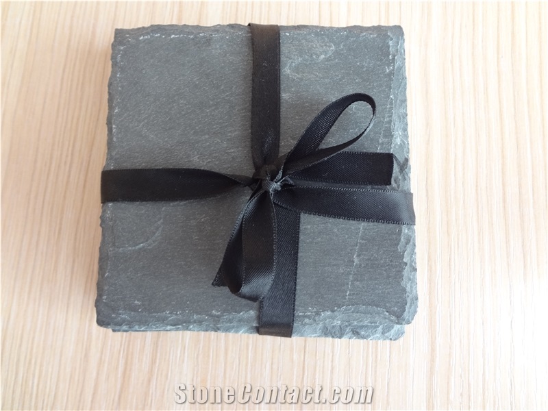 Slate Placemat,Tray and Coaster Black Slate Kitchen Accessories