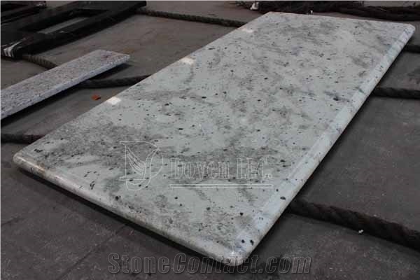 Andromeda White Prefab Kitchen Polished Granite Table Tops