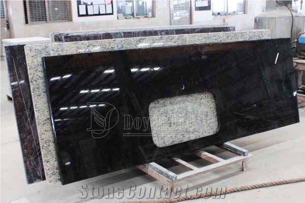 Antique Brown Kitchen Granite Countertops with Laminated Edge