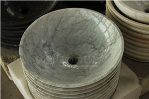 Bianco Carrara Polished Marble Round Sinks & Bowls