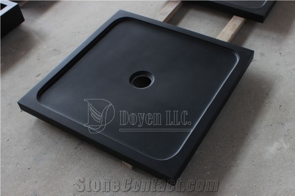 China Absolute Black Honed Granite Bath Shower Trays, Hebei Black Shower Trays
