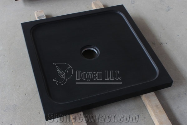 China Absolute Black Honed Granite Bath Shower Trays, Hebei Black Shower Trays