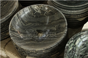 China Light Seawave Green Bathroom Polished Granite Vessel Bowls